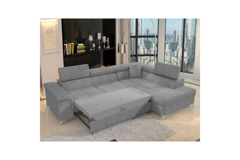 Hjørnesofa Eltap Eridano 275x202x88 cm - Manhattan 03, Lys Grå, Højre - Møbler - Sofaer - Sovesofaer