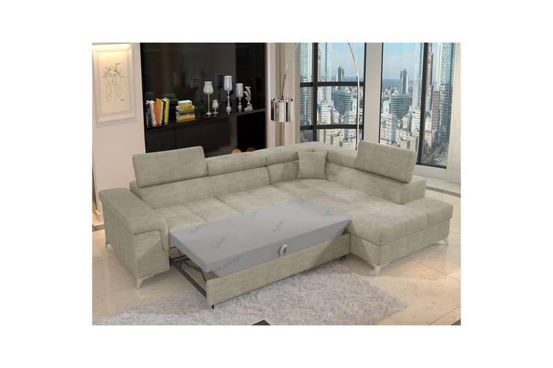 Hjørnesofa Eltap Eridano 275x202x88 cm - Manhattan 20, Mørk Beige, Højre - Møbler - Sofaer - Sovesofaer