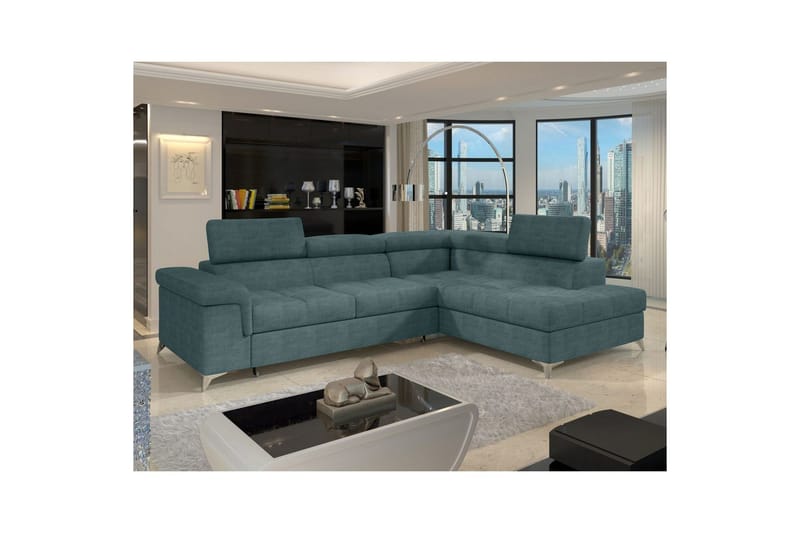Hjørnesofa Eltap Eridano 275x202x88 cm - Manhattan 38, Grøn, Højre - Møbler - Sofaer - Sovesofaer