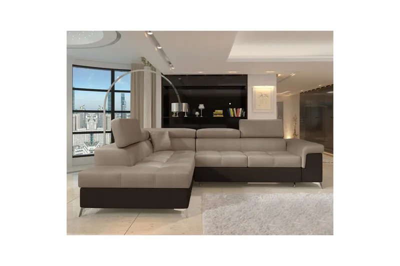 Hjørnesofa Eltap Eridano 275x202x88 cm - Monolith 09, Monolith 29, Mørk Beige, Brun, Højre - Møbler - Sofaer - Sovesofaer