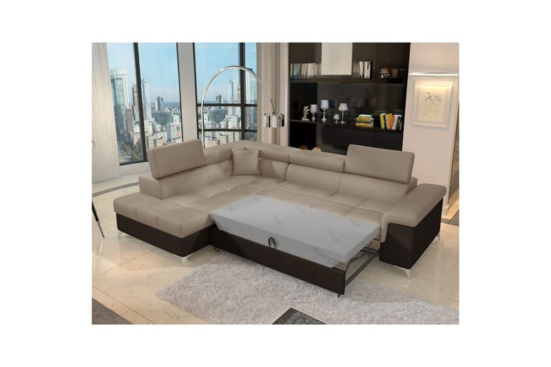 Hjørnesofa Eltap Eridano 275x202x88 cm - Monolith 09, Monolith 29, Mørk Beige, Brun, Højre - Møbler - Sofaer - Sovesofaer