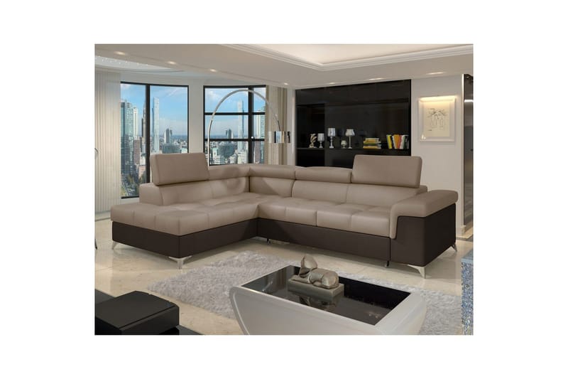 Hjørnesofa Eltap Eridano 275x202x88 cm - Monolith 09, Monolith 29, Mørk Beige, Brun, Højre - Møbler - Sofaer - Sovesofaer