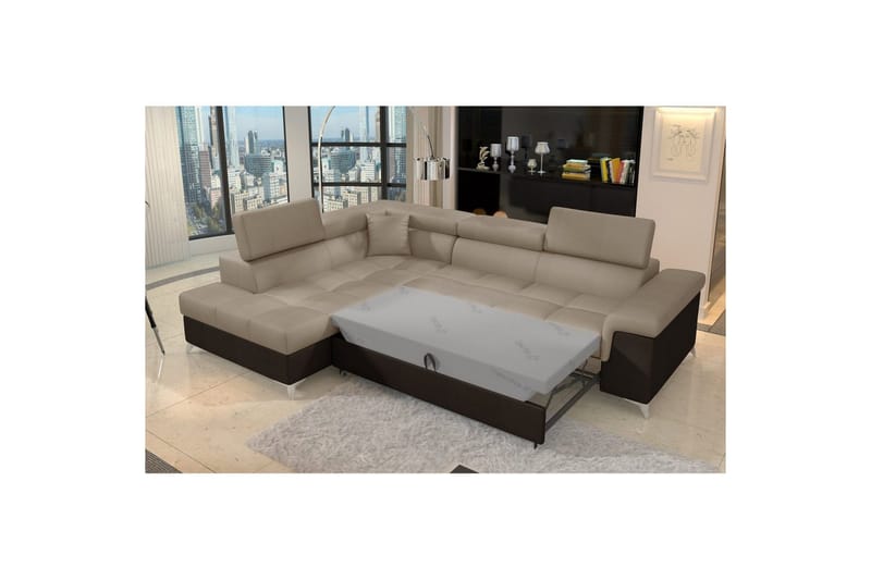 Hjørnesofa Eltap Eridano 275x202x88 cm - Monolith 09, Monolith 29, Mørk Beige, Brun, Venstre - Møbler - Sofaer - Sovesofaer