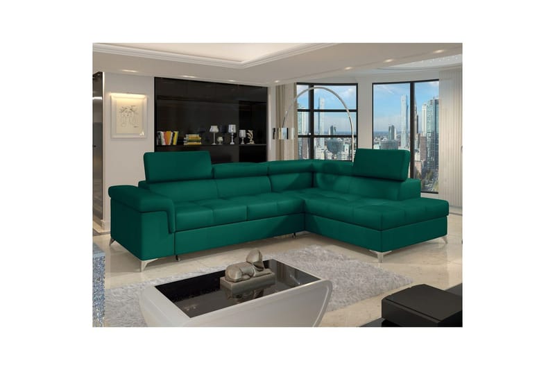 Hjørnesofa Eltap Eridano 275x202x88 cm - Monolith 37, Grøn, Højre - Møbler - Sofaer - Sovesofaer