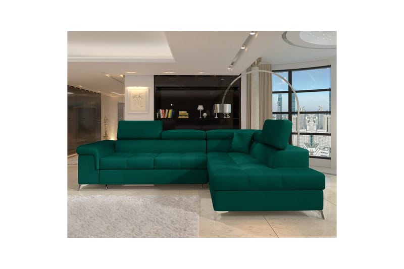 Hjørnesofa Eltap Eridano 275x202x88 cm - Monolith 37, Grøn, Højre - Møbler - Sofaer - Sovesofaer