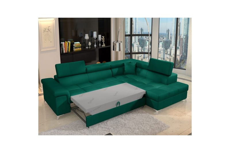 Hjørnesofa Eltap Eridano 275x202x88 cm - Monolith 37, Grøn, Højre - Møbler - Sofaer - Sovesofaer