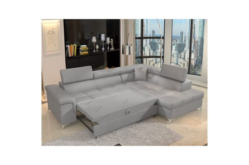 Hjørnesofa Eltap Eridano 275x202x88 cm - Monolith 84, Lys Grå, Højre - Møbler - Sofaer - Sovesofaer