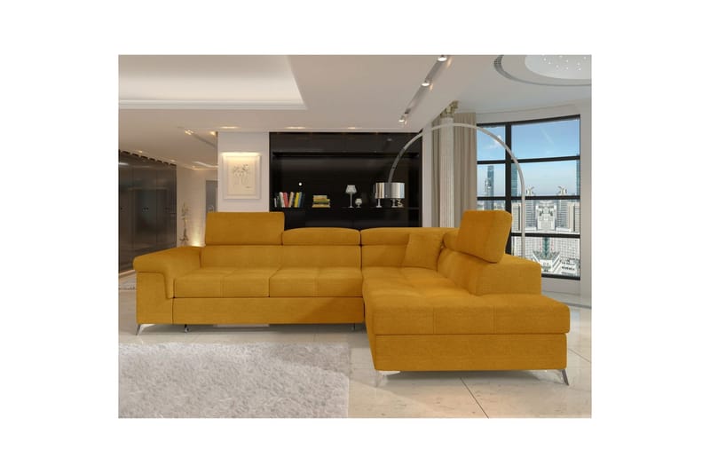Hjørnesofa Eltap Eridano 275x202x88 cm - Omega 68, Gul, Højre - Møbler - Sofaer - Sovesofaer