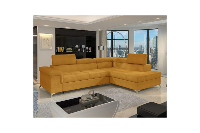 Hjørnesofa Eltap Eridano 275x202x88 cm - Omega 68, Gul, Højre - Møbler - Sofaer - Sovesofaer