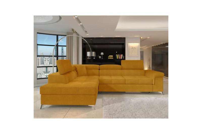 Hjørnesofa Eltap Eridano 275x202x88 cm - Omega 68, Gul, Venstre - Møbler - Sofaer - Sovesofaer