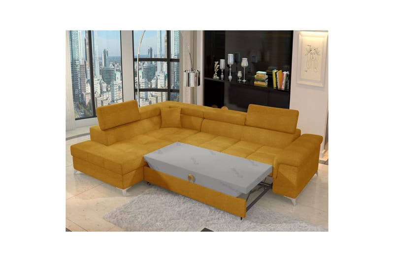 Hjørnesofa Eltap Eridano 275x202x88 cm - Omega 68, Gul, Venstre - Møbler - Sofaer - Sovesofaer