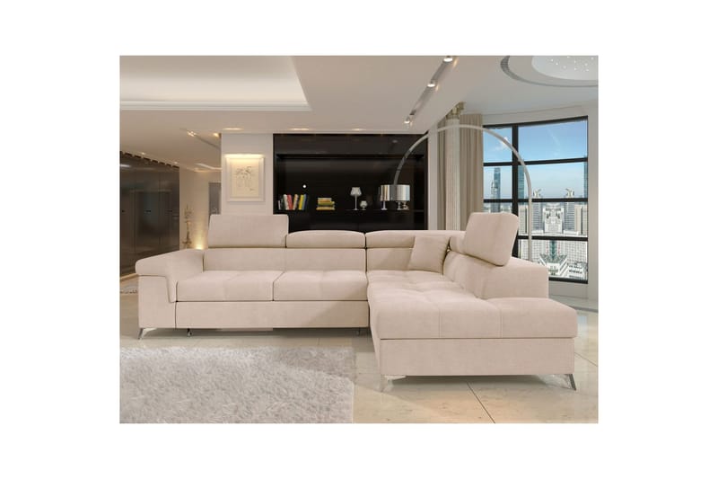 Hjørnesofa Eltap Eridano 275x202x88 cm - Raquel 18, Beige, Højre - Møbler - Sofaer - Sovesofaer