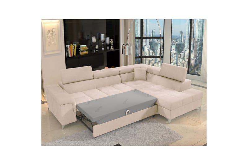 Hjørnesofa Eltap Eridano 275x202x88 cm - Raquel 18, Beige, Højre - Møbler - Sofaer - Sovesofaer