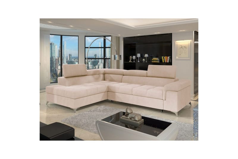 Hjørnesofa Eltap Eridano 275x202x88 cm - Raquel 18, Beige, Venstre - Møbler - Sofaer - Sovesofaer