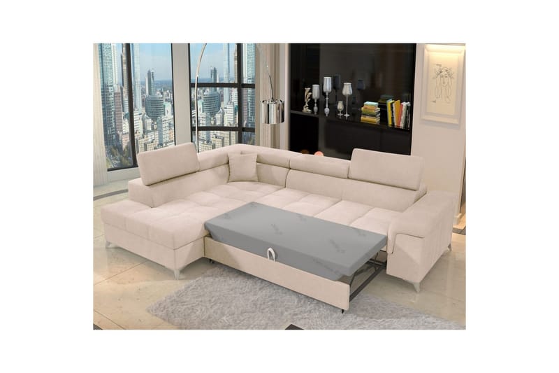 Hjørnesofa Eltap Eridano 275x202x88 cm - Raquel 18, Beige, Venstre - Møbler - Sofaer - Sovesofaer