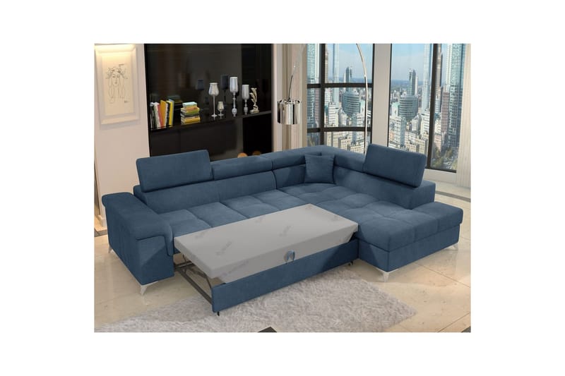 Hjørnesofa Eltap Eridano 275x202x88 cm - Raquel 40, Blå, Højre - Møbler - Sofaer - Sovesofaer
