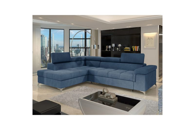 Hjørnesofa Eltap Eridano 275x202x88 cm - Raquel 40, Blå, Venstre - Møbler - Sofaer - Sovesofaer