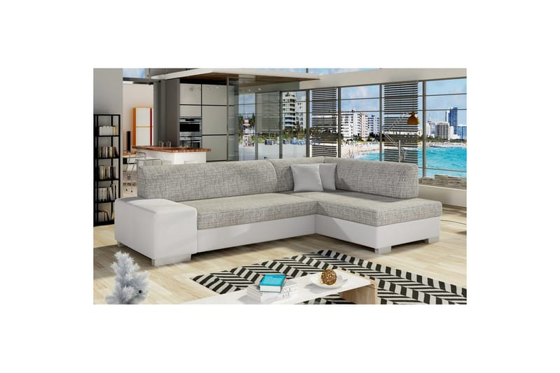 Hjørnesofa Eltap Fabio 268x167x73 cm - Berlin 01, Blød 17, Grå, Hvid, Højre - Møbler - Sofaer - Sovesofaer