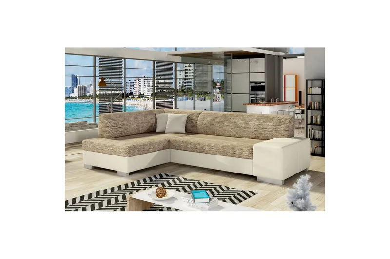 Hjørnesofa Eltap Fabio 268x167x73 cm, Berlin 03, Blød 33, Beige, Venstre