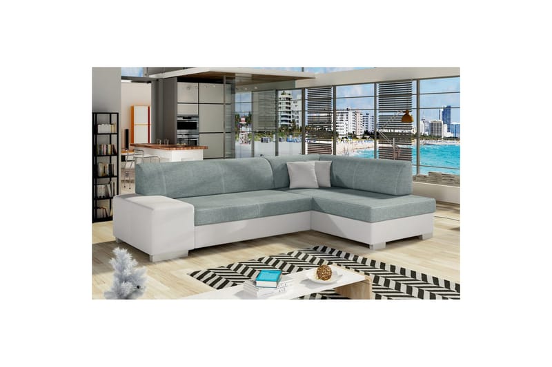 Hjørnesofa Eltap Fabio 268x167x73 cm, Betræk 70, Soft 17, Blå, Hvid, Højre