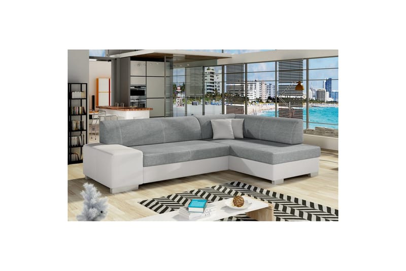 Hjørnesofa Eltap Fabio 268x167x73 cm, Betræk 83, Soft 17, Grå, Hvid, Højre