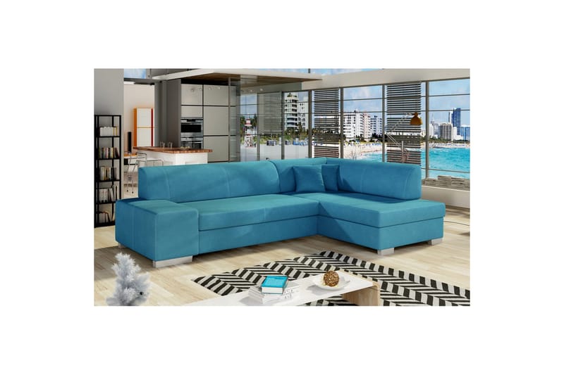 Hjørnesofa Eltap Fabio 268x167x73 cm - Orinoco 85, Blå, Højre - Møbler - Sofaer - Sovesofaer