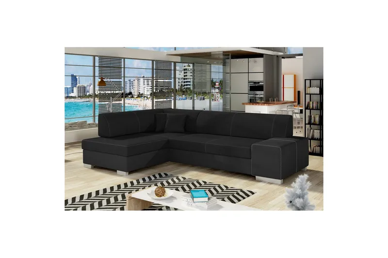 Hjørnesofa Eltap Fabio 268x167x73 cm, Sawana 14, Soft 11, Sort, Sort, Venstre