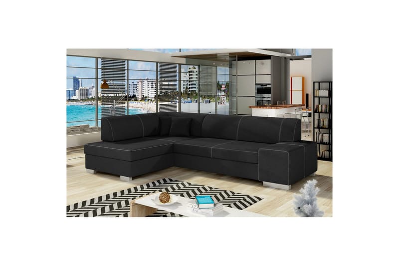 Hjørnesofa Eltap Fabio 268x167x73 cm - Sawana 14, Sort, Venstre - Møbler - Sofaer - Sovesofaer