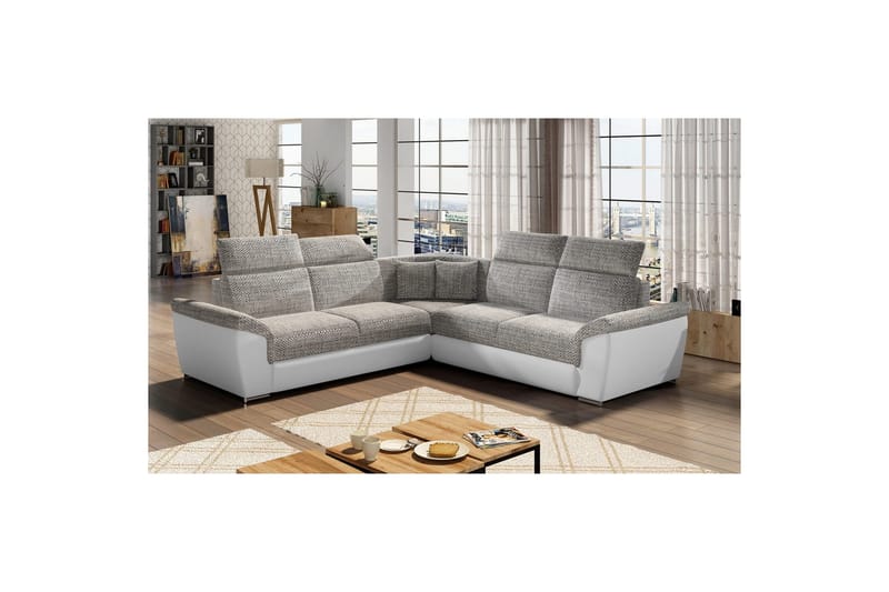 Hjørnesofa Eltap Federico 266x102x266 cm - Berlin 01, Blød 17, Grå, Universal - Møbler - Sofaer - Lædersofaer