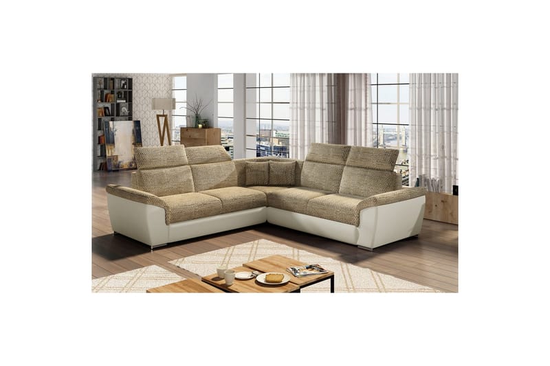 Hjørnesofa Eltap Federico 266x102x266 cm - Berlin 03, Blød 33, Beige, Universal - Møbler - Sofaer - Lædersofaer