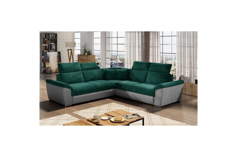 Hjørnesofa Eltap Federico 266x102x266 cm, Kronos 19, Paros 05, Mørkegrøn, Universal