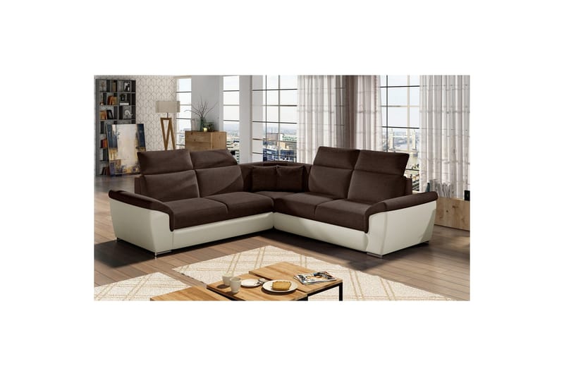 Hjørnesofa Eltap Federico 266x102x266 cm - Sawana 26, Soft 33, Brun, Universal - Møbler - Sofaer - Lædersofaer
