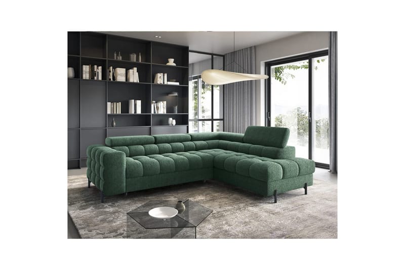 Hjørnesofa Eltap Ferucce 276x200x93 cm - Amore 35, Mørkegrøn, Højre - Møbler - Sofaer - Sovesofaer