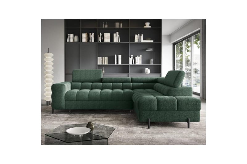 Hjørnesofa Eltap Ferucce 276x200x93 cm - Amore 35, Mørkegrøn, Højre - Møbler - Sofaer - Sovesofaer