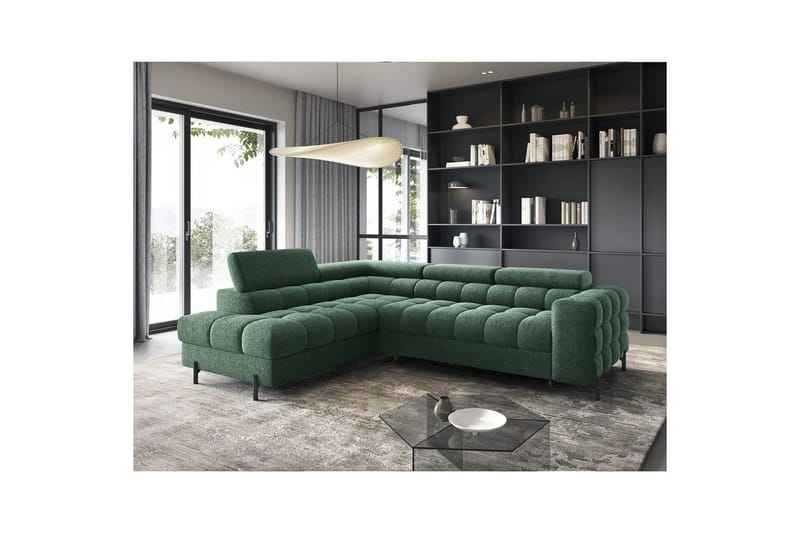 Hjørnesofa Eltap Ferucce 276x200x93 cm - Amore 35, Mørkegrøn, Venstre - Møbler - Sofaer - Sovesofaer
