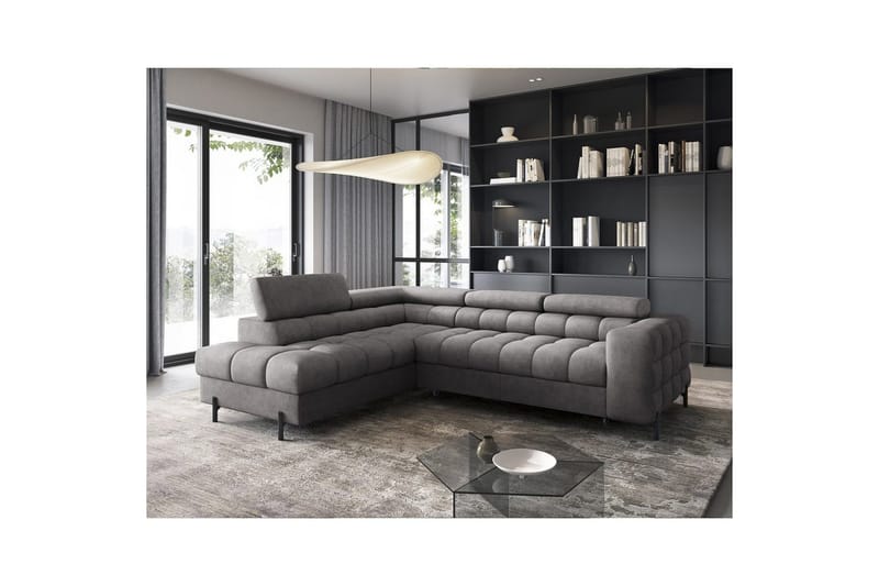 Hjørnesofa Eltap Ferucce 276x200x93 cm - Aura 04, Grå, Venstre - Møbler - Sofaer - Sovesofaer