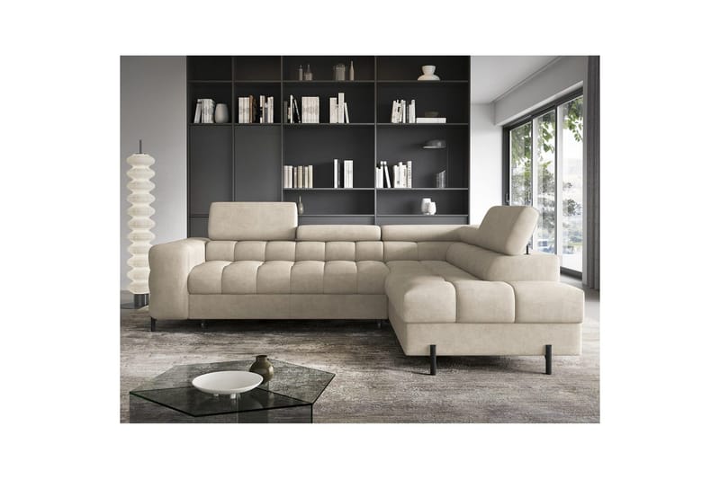 Hjørnesofa Eltap Ferucce 276x200x93 cm - Aura 18, Beige, Højre - Møbler - Sofaer - Sovesofaer