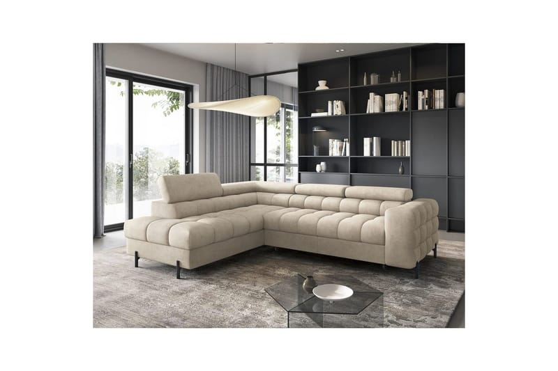 Hjørnesofa Eltap Ferucce 276x200x93 cm - Aura 18, Beige, Venstre - Møbler - Sofaer - Sovesofaer