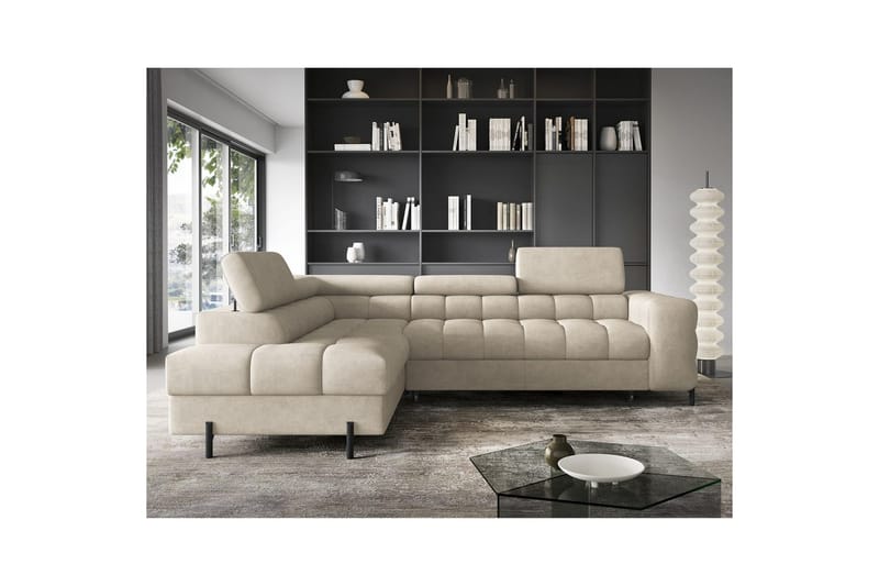 Hjørnesofa Eltap Ferucce 276x200x93 cm - Aura 18, Beige, Venstre - Møbler - Sofaer - Sovesofaer