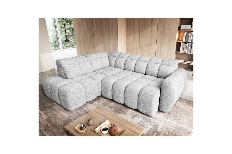 Hjørnesofa Eltap Flconn 258x208x107 cm - Coralline 01, Grå, Venstre - Møbler - Sofaer - Sovesofaer