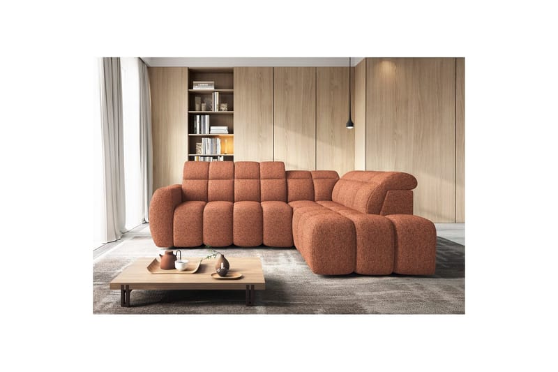 Hjørnesofa Eltap Flconn 258x208x107 cm - Coralline 30, Orange, Højre - Møbler - Sofaer - Sovesofaer