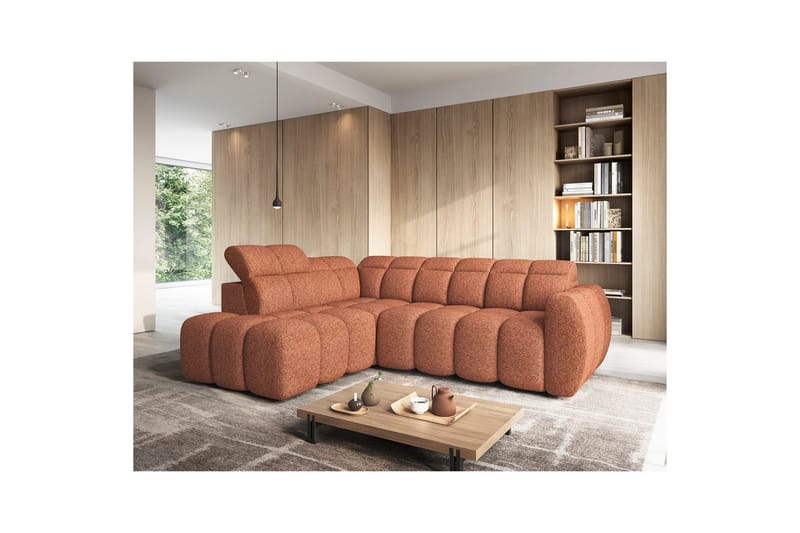 Hjørnesofa Eltap Flconn 258x208x107 cm - Coralline 30, Orange, Venstre - Møbler - Sofaer - Sovesofaer