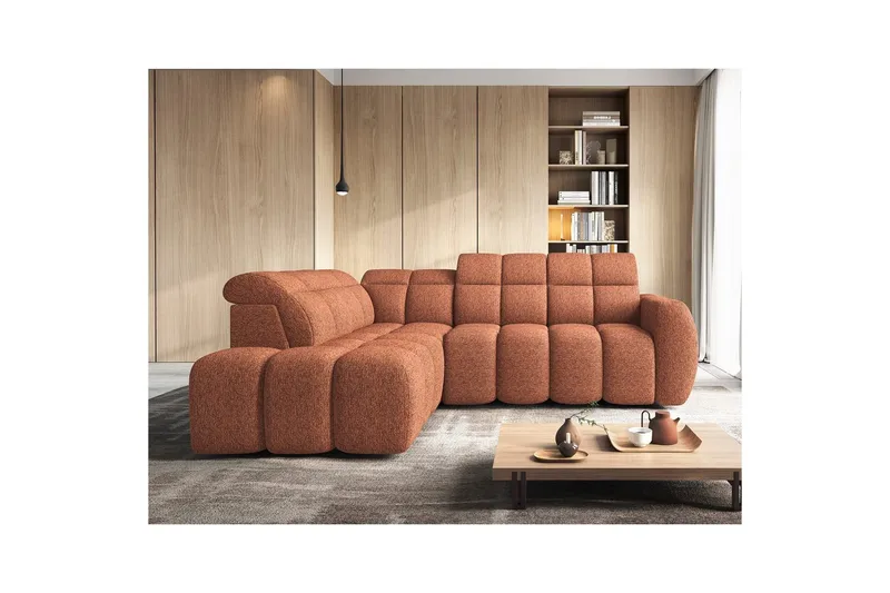 Hjørnesofa Eltap Flconn 258x208x107 cm - Coralline 30, Orange, Venstre - Møbler - Sofaer - Sovesofaer