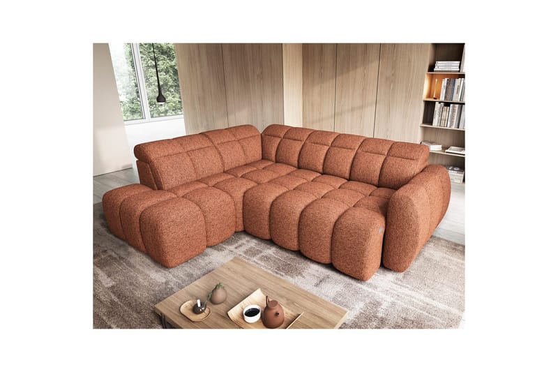 Hjørnesofa Eltap Flconn 258x208x107 cm - Coralline 30, Orange, Venstre - Møbler - Sofaer - Sovesofaer