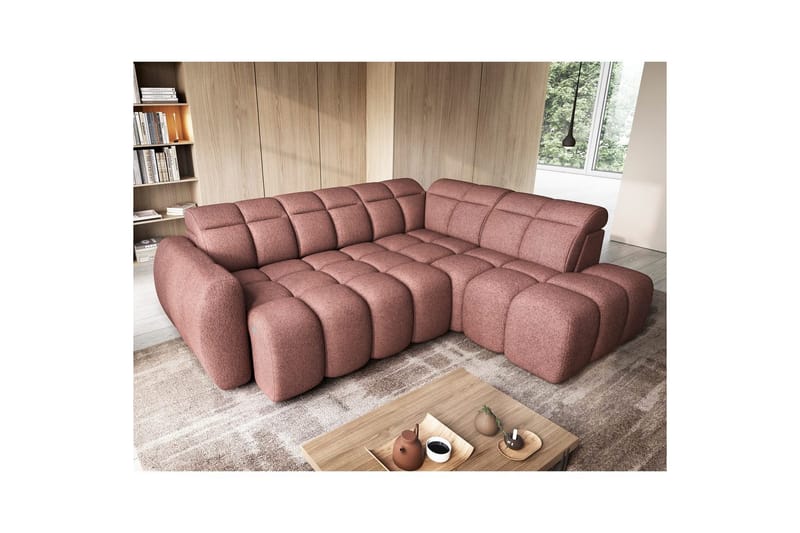 Hjørnesofa Eltap Flconn 258x208x107 cm - Paolli 24, Pink, Højre - Møbler - Sofaer - Sovesofaer
