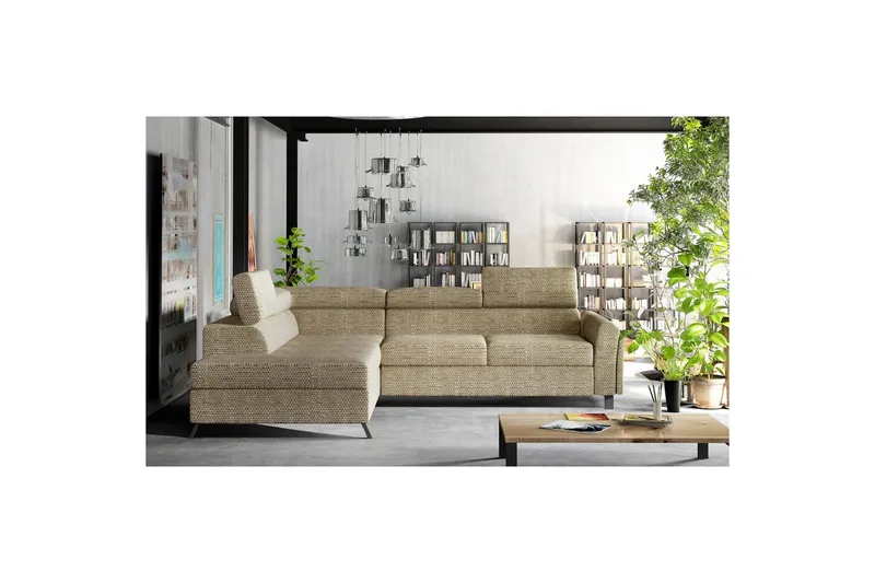 Hjørnesofa Eltap Kairos 265x200x92 cm - Berlin 03, Beige, Venstre - Møbler - Sofaer - Sovesofaer