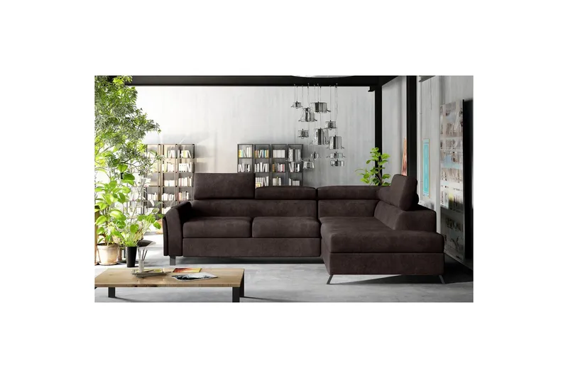Hjørnesofa Eltap Kairos 265x200x92 cm - Dora 28, Mørk Brun, Højre - Møbler - Sofaer - Sovesofaer