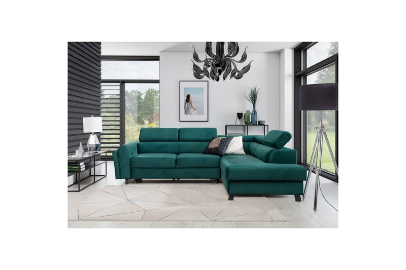 Hjørnesofa Eltap Kairos 265x200x92 cm - Monolith 37, Grøn, Højre - Møbler - Sofaer - Sovesofaer
