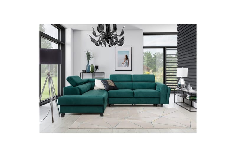 Hjørnesofa Eltap Kairos 265x200x92 cm, Monolith 37, Grøn, Venstre