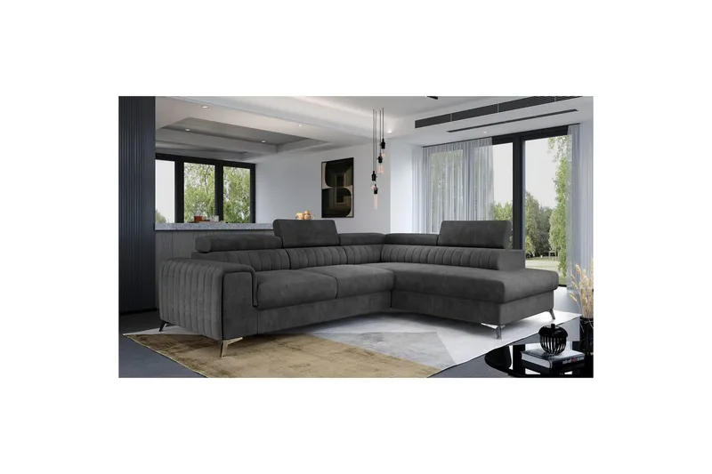 Hjørnesofa Eltap Laurence 278x205x92 cm - Dora 96, Sort, Højre - Møbler - Sofaer - Sovesofaer